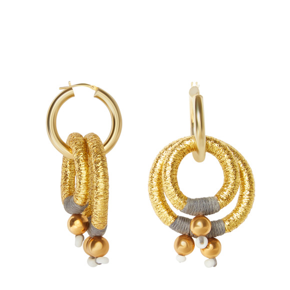 Keentu Gold Double Hoop Earrings - Gold - Picture 3 of 4